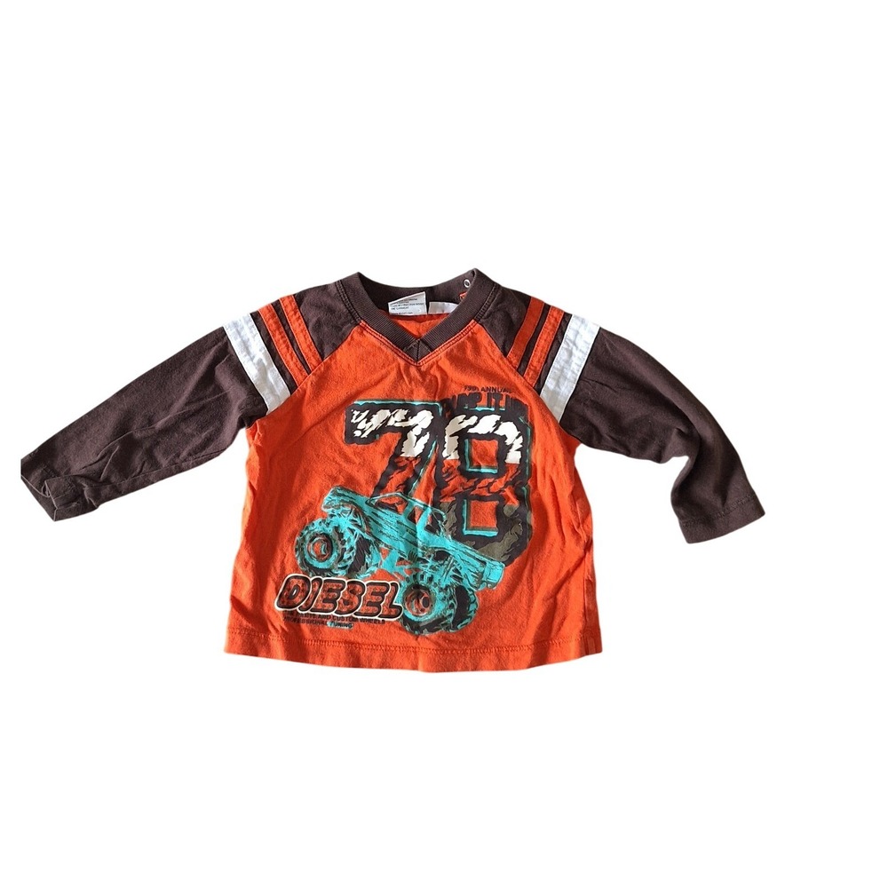 DIESEL Kids T-Shirt‎ Size 12M Print Logo Long Sleeves